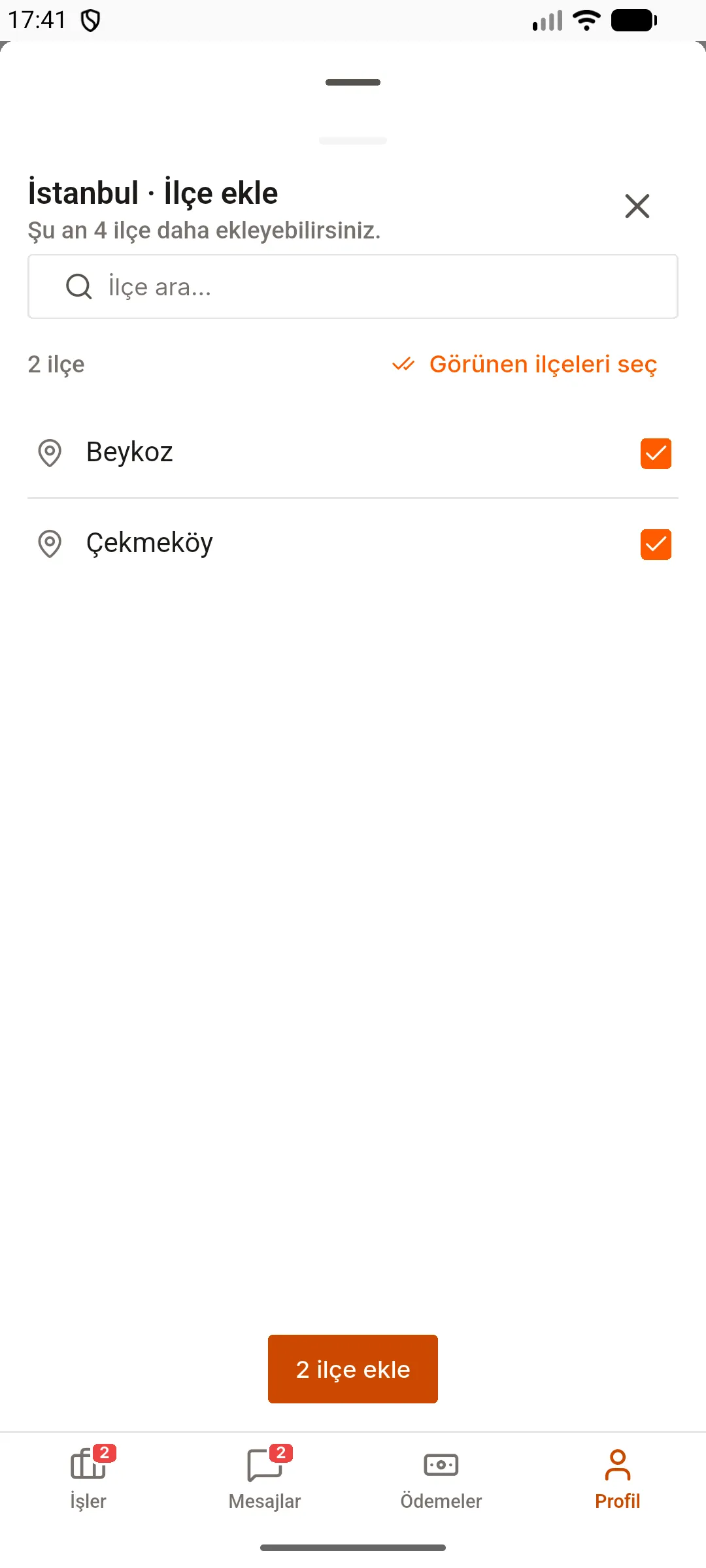 3. adım: İlçe ekleyin