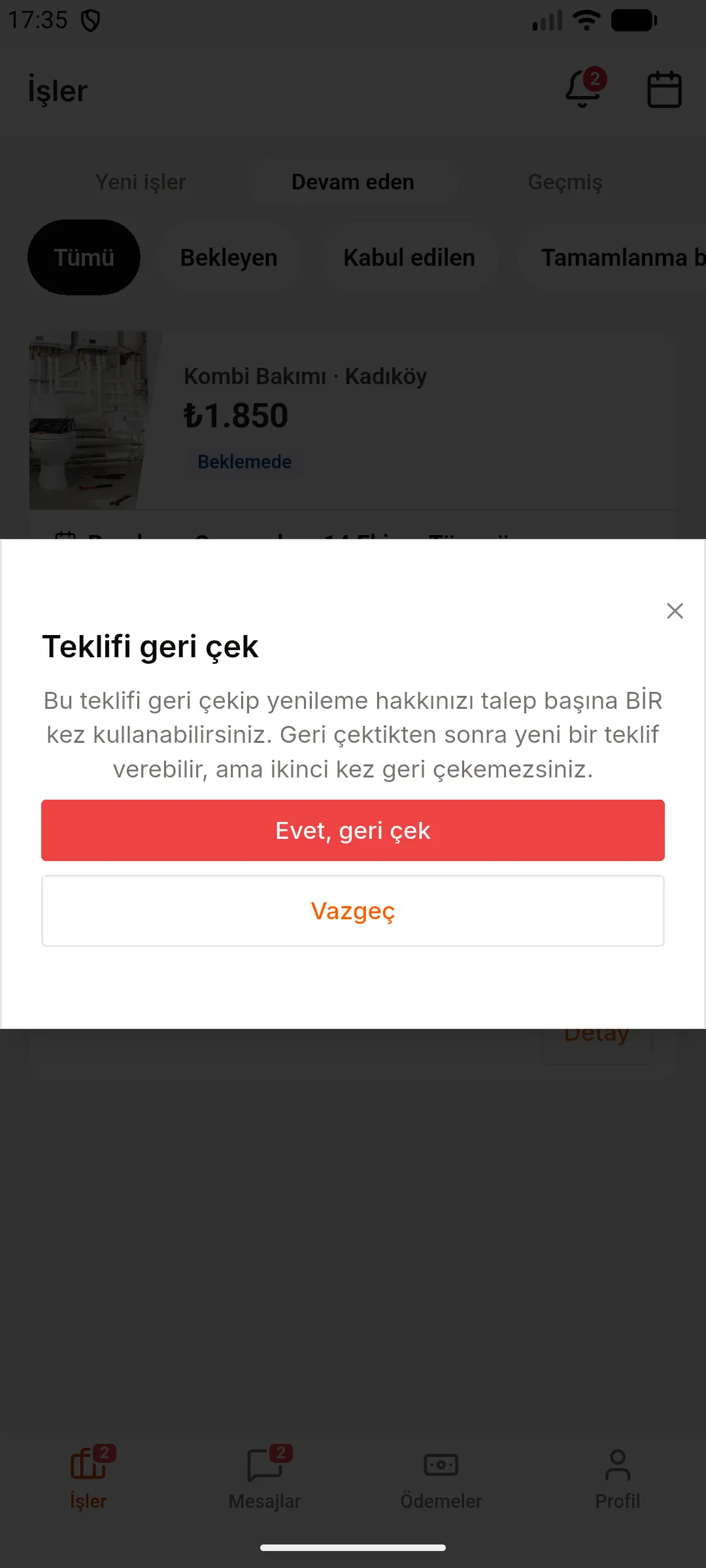 5. adım: Gerekirse geri çekin