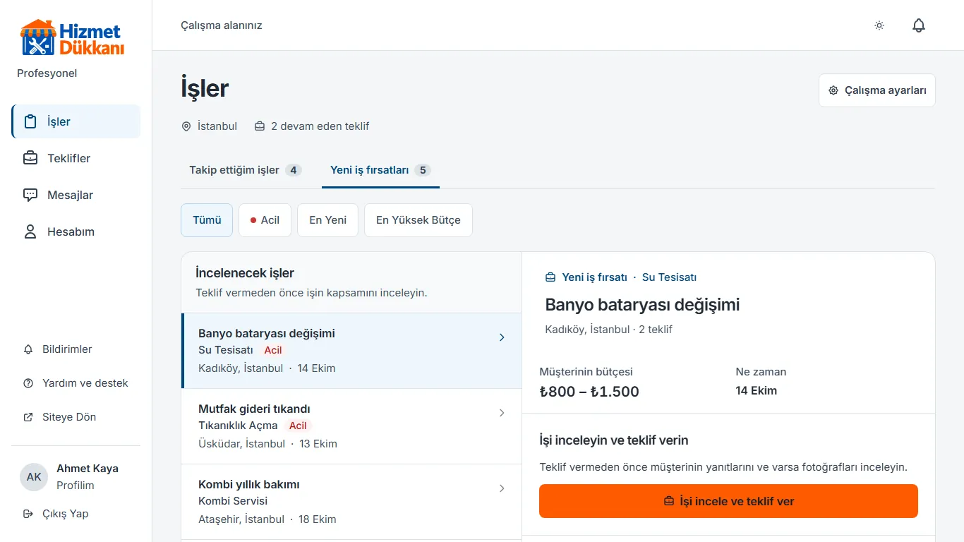 1. adım: Yeni iş fırsatlarını açın