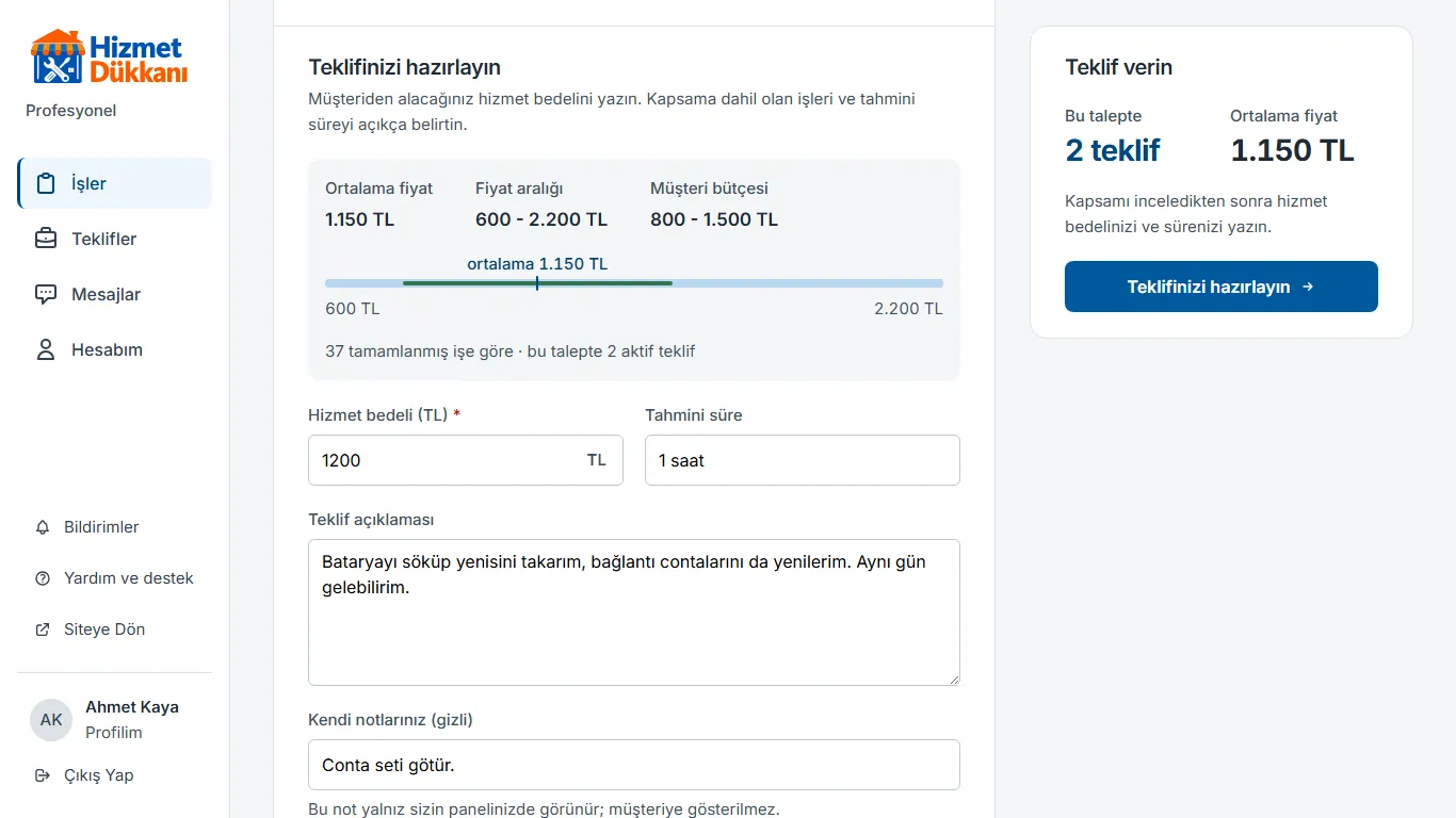 3. adım: Teklifinizi hazırlayın