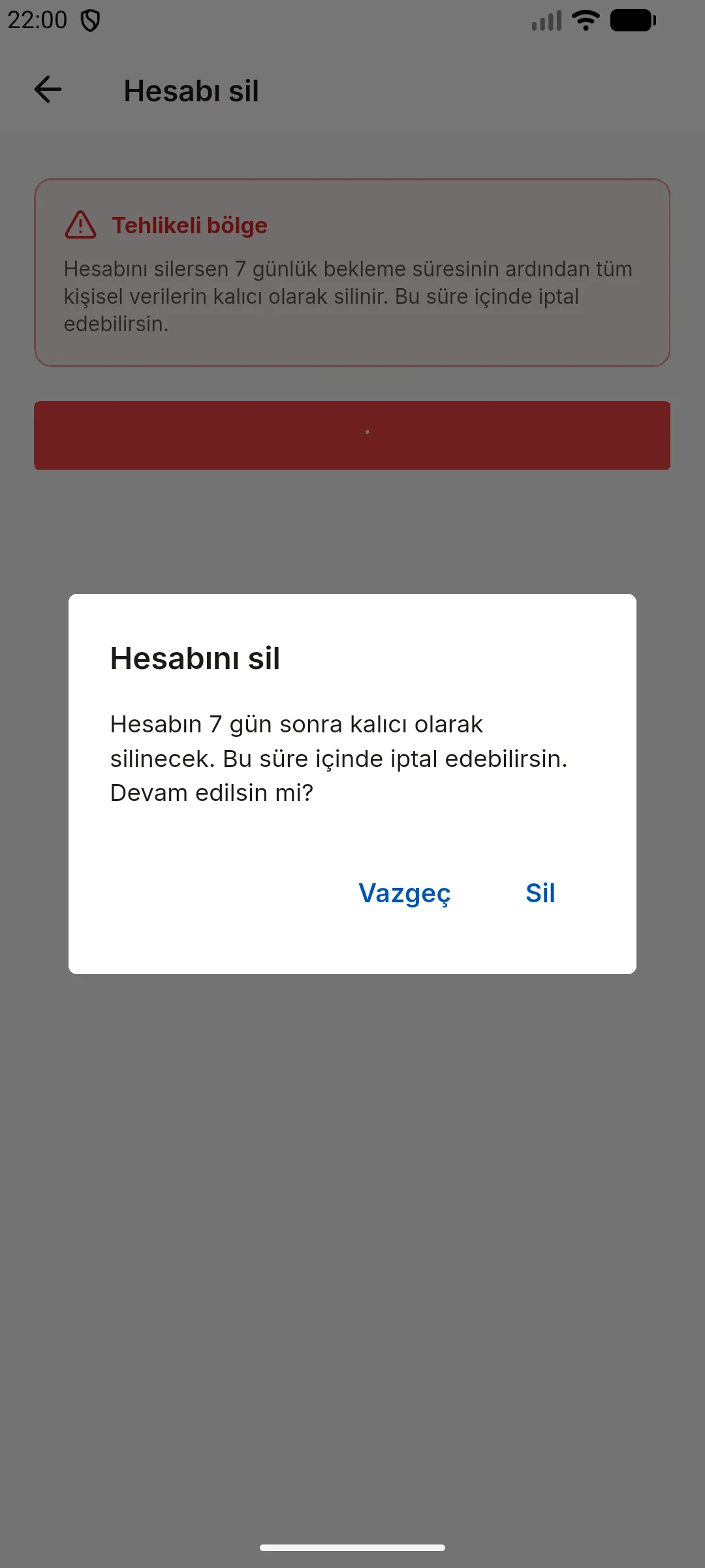 2. adım: Silme talebi oluşturun
