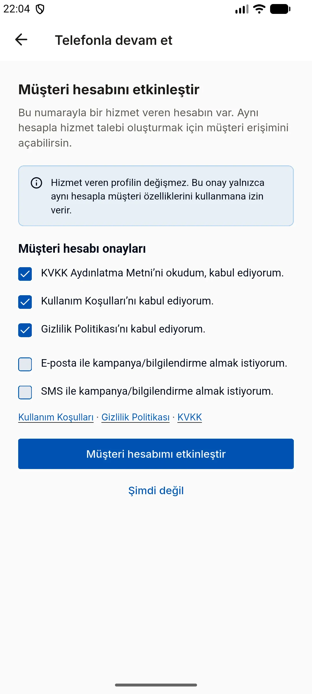 4. adım: Profesyonel hesabınız varsa