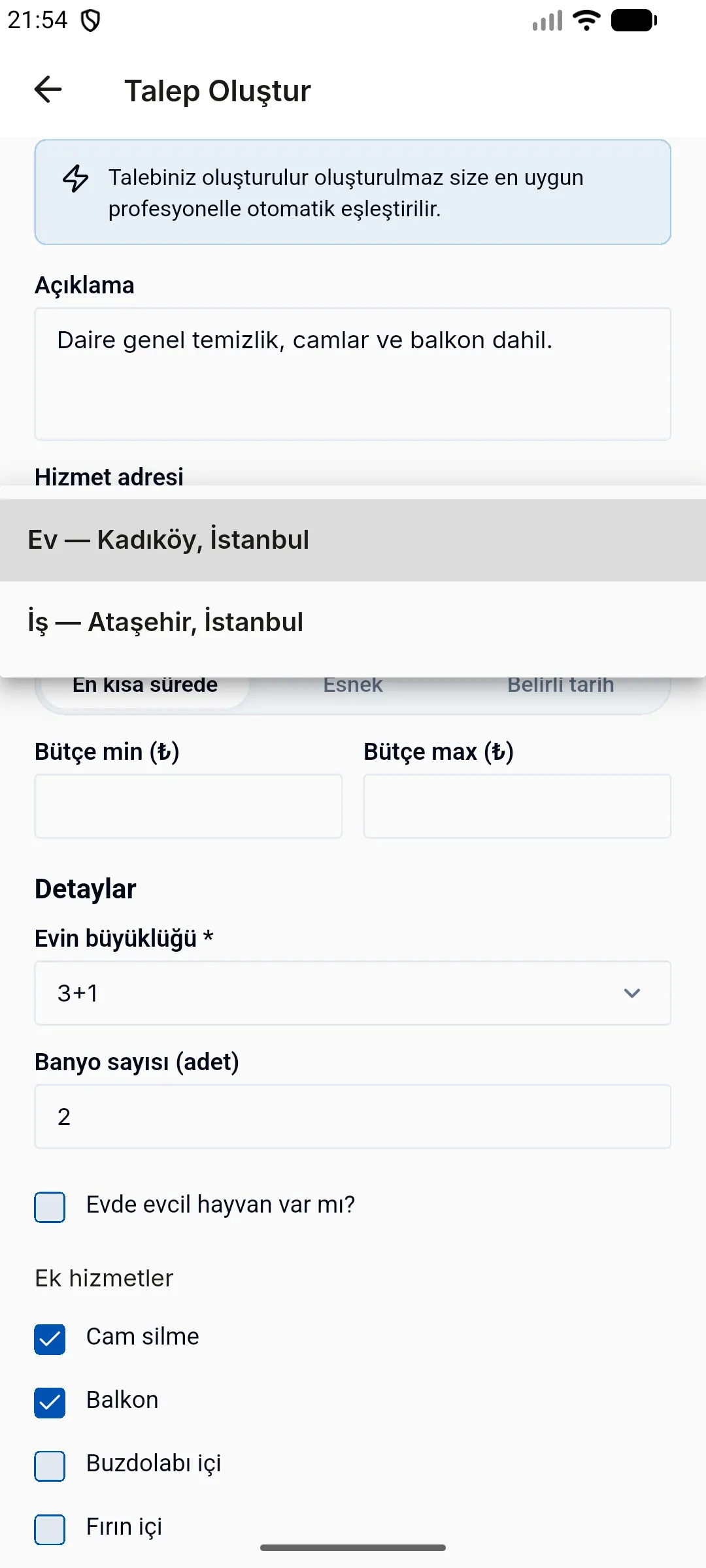 4. adım: Adresi seçin