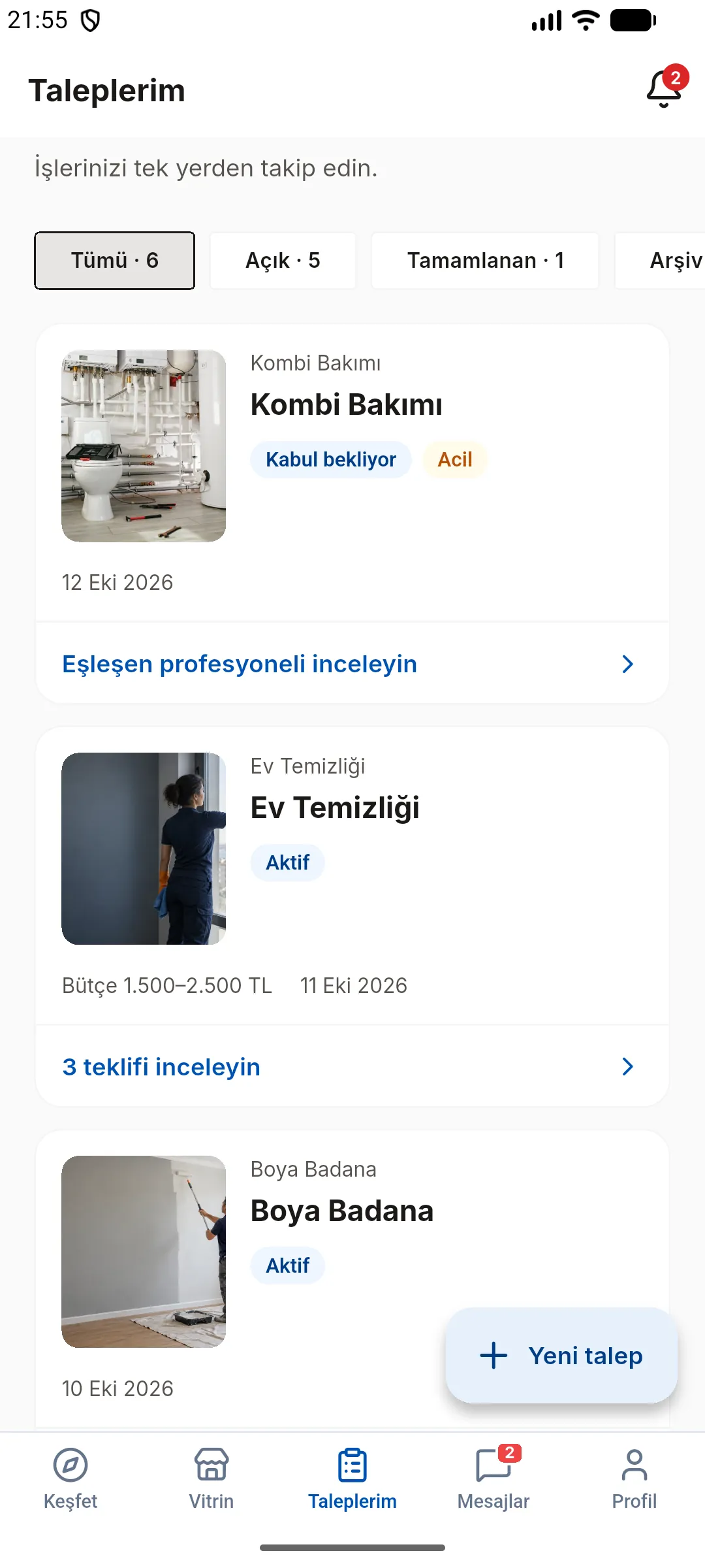 1. adım: Talebinizi açın