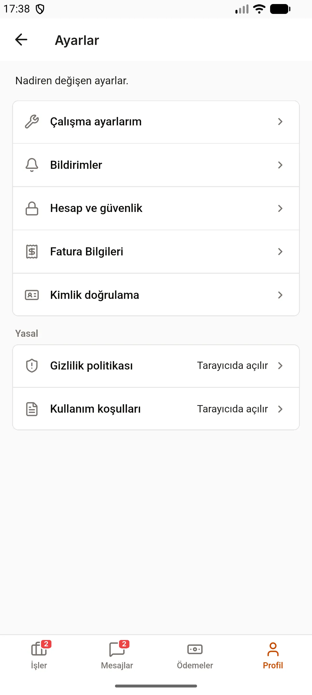 1. adım: Hesap ve güvenlik ekranını açın