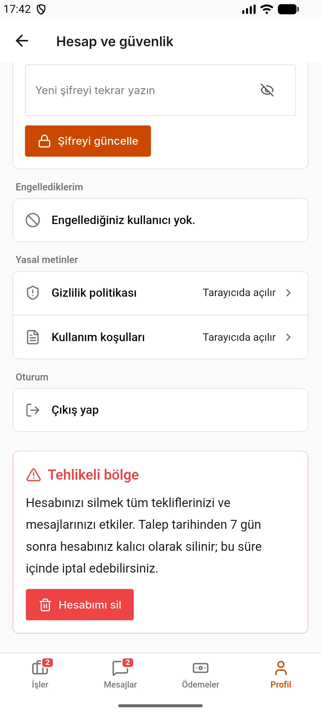 2. adım: Silme talebi oluşturun