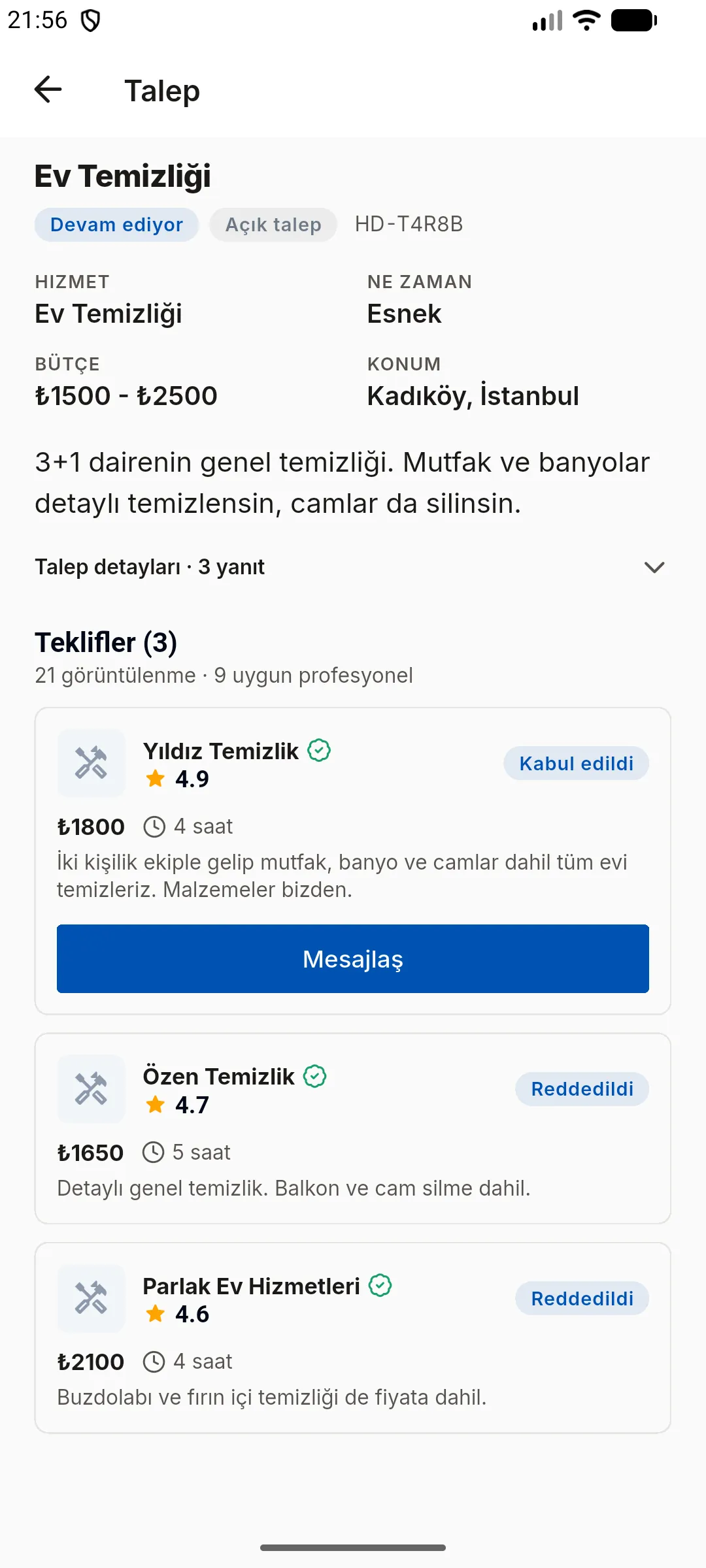 1. adım: Mesajlaşmayı başlatın