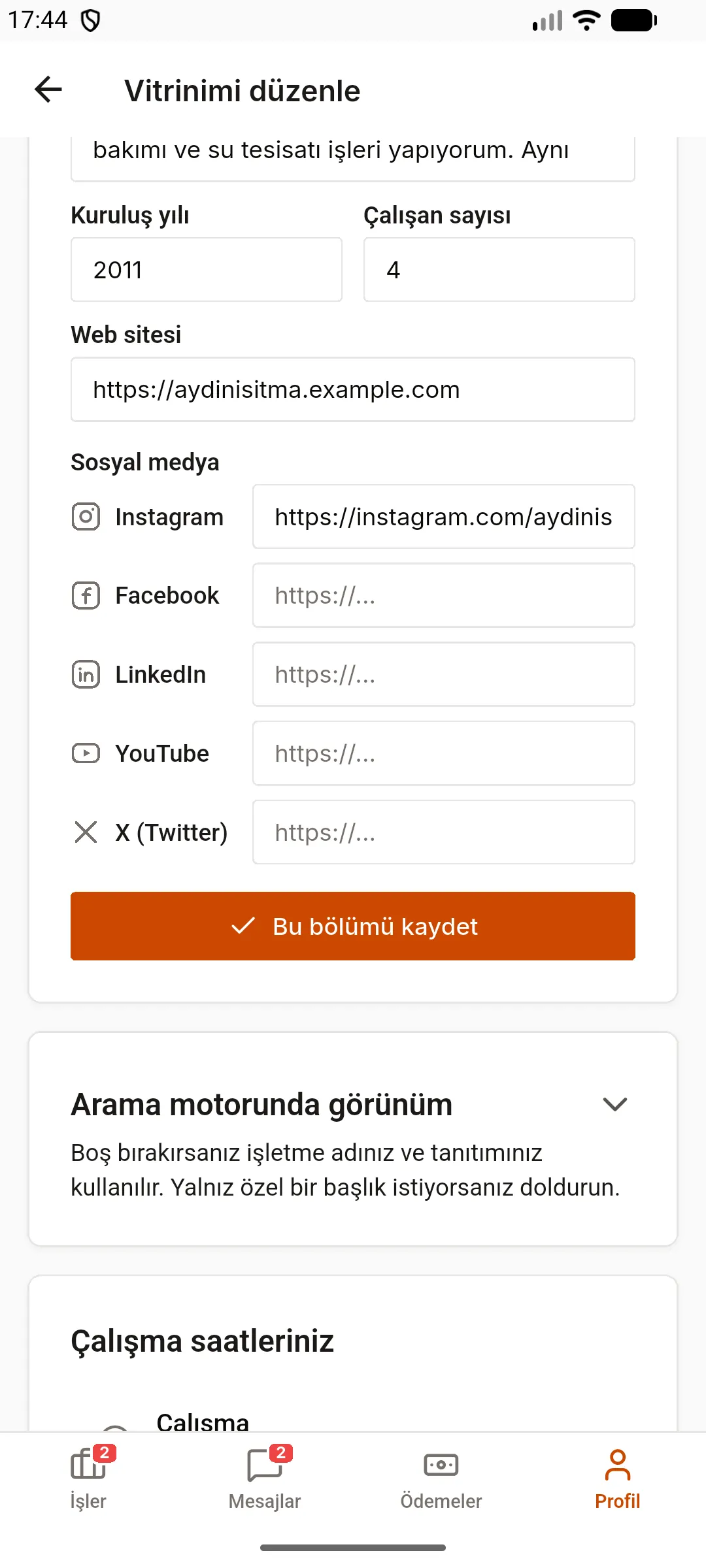 2. adım: Bölümleri doldurun