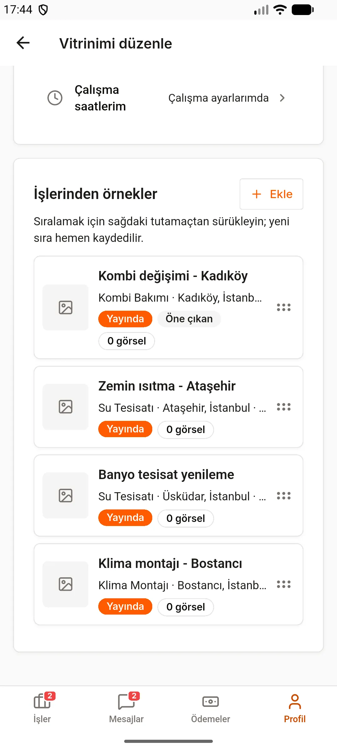 3. adım: İş örneklerinizi ekleyin